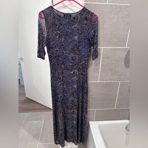 Johnny Was Navy Floral mesh Dress